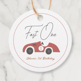 Fast One Red Race Car Boy 1st Birthday フェイバータグ
