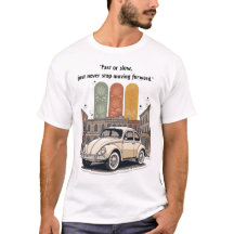 "Fast or Slow" ヴィンテージ ビートル シティ レトロ Tシャツ