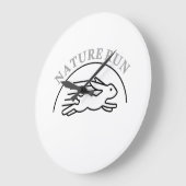 Fast Running Rabbit Minimalist Wildlife Illustrati ラージ壁時計 (傾斜)