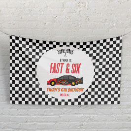 Fast & Six レッドフレーム レースカー 6歳の誕生日パーティー 横断幕