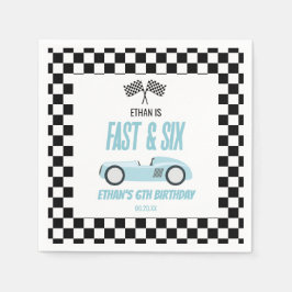 Fast & Six Blue Race Car 6th Birthdayパーティー スタンダードカクテルナプキン