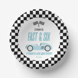 Fast & Six Blue Race Car 6th Birthdayパーティー ペーパーボウル