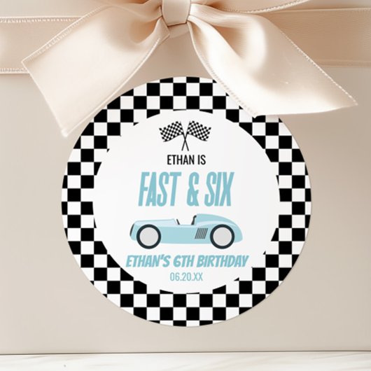 Fast & Six Blue Race Car 6th Birthdayパーティー ラウンドシール