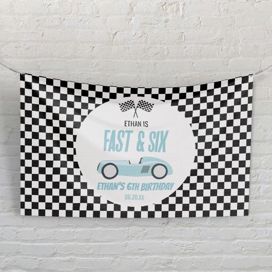 Fast & Six Blue Race Car 6th Birthdayパーティー 横断幕