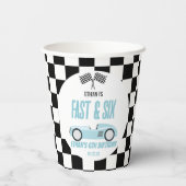 Fast & Six Blue Race Car 6th Birthdayパーティー 紙コップ (裏面)