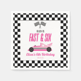 Fast & Six Pink Race Car 6th Birthdayパーティー スタンダードカクテルナプキン
