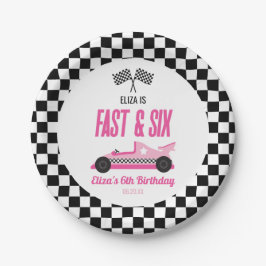 Fast & Six Pink Race Car 6th Birthdayパーティー ペーパープレート
