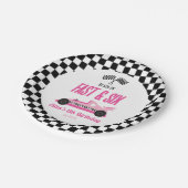 Fast & Six Pink Race Car 6th Birthdayパーティー ペーパープレート (アングル)