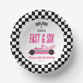 Fast & Six Pink Race Car 6th Birthdayパーティー ペーパーボウル