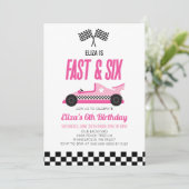 Fast & Six Pink Race Car 6th Birthdayパーティー 招待状 (スタンド正面)