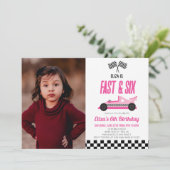 Fast & Six Pink Race Car 6th Birthdayパーティー 招待状 (スタンド正面)