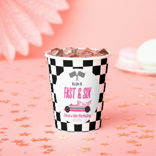 Fast & Six Pink Race Car 6th Birthdayパーティー 紙コップ