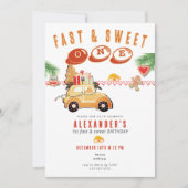 Fast Sweet Christmas Gingerbread Car 1st Birthday 招待状 (正面)