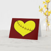 Fastpitchのソフトボールのハートカード カード (黄色い花)