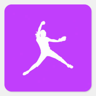 Fastpitchシルエットステッカーパープル スクエアシール