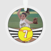 Fastpitchソフトボカスタムール選手の番号と写真 オーナメント (裏面)