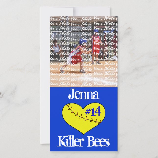 Fastpitchソフトボールハートフォトカード (正面)