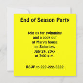 Fastpitchソフトボールハート招待状 招待状 (裏面)