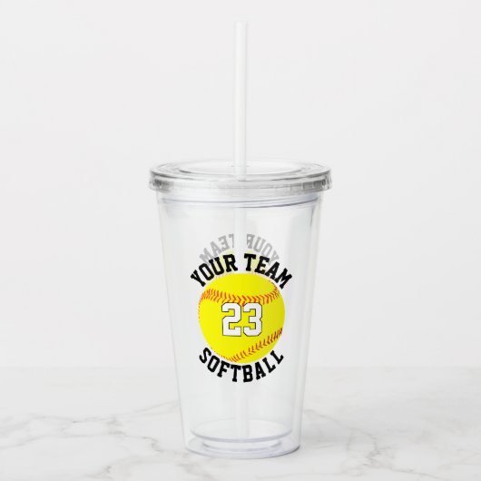 Fastpitch Softballチーム名&プレイヤー番号スポーツ アクリルタンブラー (正面)