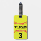 Fastpitch Softballチーム名&プレイヤー番号スポーツ ラゲッジタグ (裏面縦)