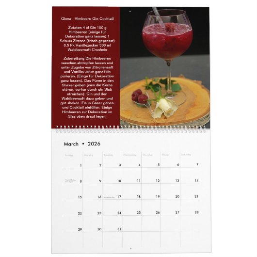 Faszination rote Cocktails カレンダー (3月 2026)