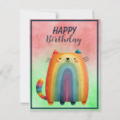 Fat Abstract Cat Happy Birthday Flat Note Card ノートカード (正面)