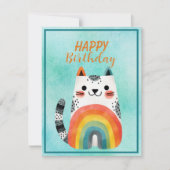 Fat Abstract Cat Happy Birthday Flat Note Card ノートカード (正面)