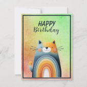 Fat Abstract Cat Happy Birthday Flat Note Card ノートカード (正面)