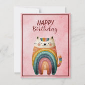 Fat Abstract Cat Happy Birthday Flat Note Card ノートカード (正面)