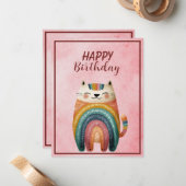 Fat Abstract Cat Happy Birthday Flat Note Card ノートカード (正面/裏面インサイチュ)