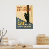 Fat Cat Welcome Bathroom Cc ポスター (キッチン)