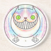 Fat cat with Cheshire Cat Grin Sandstone Coaster コースター (正面)