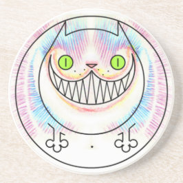 Fat cat with Cheshire Cat Grin Sandstone Coaster コースター