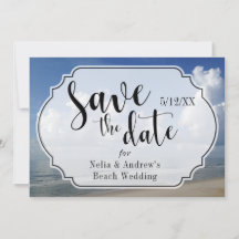 Fat Clouds overビーチ写真とバッジ日付を保存