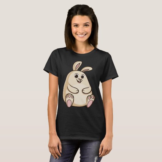 Fat Cute Chubby Rabbit Bunny Tシャツ (正面フル)