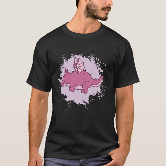 fat Dragon Fantasy Animal cute Tシャツ (正面)