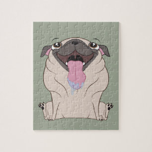 『Fat Drooling Cartoon Pug Dog』パズル ジグソーパズル