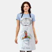 Fat French Chef Serving Gourmet Dinner Paris Cafe エプロン (着用した状態)