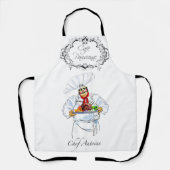 Fat French Chef Serving Gourmet Dinner Paris Cafe エプロン (正面)