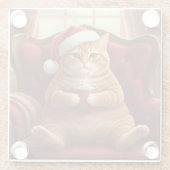 Fat Santa Cat with Hot Chocolate Glass Coaster ガラスコースター (裏面)
