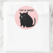 Fat & Sassy Catスタンプ ラウンドシール (バッグ)