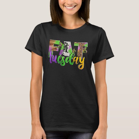 Fat Tuesday Mardi Gras Leopard And Cowhide Tシャツ (正面)