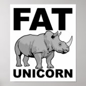 Fat Unicorn Rhino Funny Poster ポスター (正面)