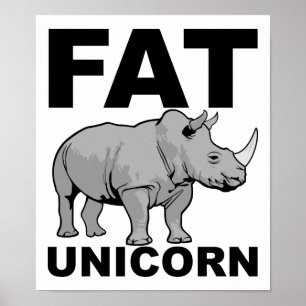 Fat Unicorn Rhino Funny Poster ポスター