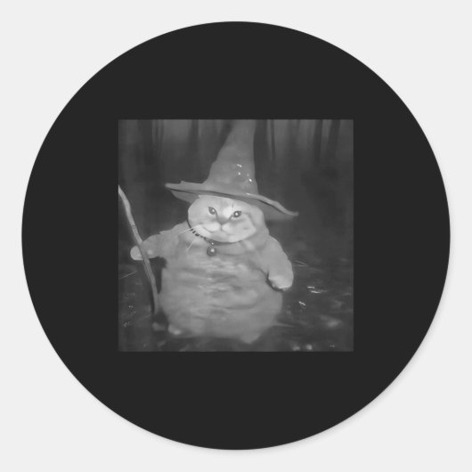 Fat Wizard Cat Fat Kitten Wizard Funny Cat Meme Br ラウンドシール (正面)