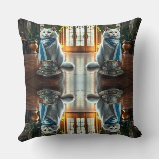 fatastick cat Throw Pillow クッション (裏面)