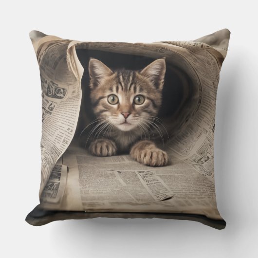 fatastick cat Throw Pillow クッション (正面)