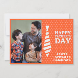 Faters Dayホワイトタイオレンジドット追加フォトパーティー 招待状