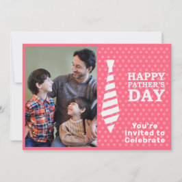 Faters Dayホワイトタイピンクドット追加フォトパーティー 招待状