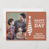 Faters Dayホワイトタイライトブラウンドット写真パーティー 招待状 (正面)